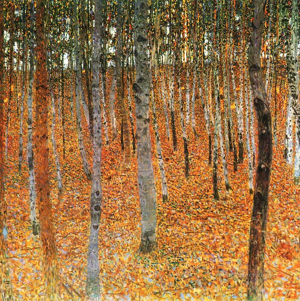 Beech Grove I red Gustav Klimt woods forest Oil Paintings